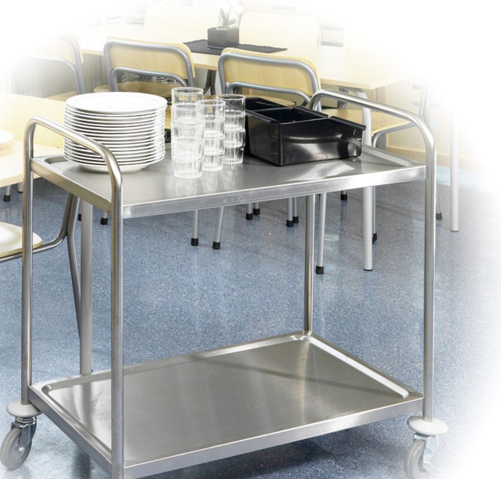 Stainless steel flatbed trolley for heavy-duty transport